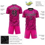 Maillot de football personnalisé rose, noir et blanc, sublimé Maillot de football personnalisé rose, noir et blanc, sublimé