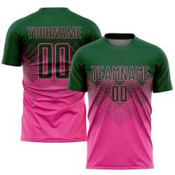 Maillot de football personnalisé rose vert sublimé