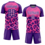 Maillot de football personnalisé à imprimé animal rose, violet et blanc, sublimé Maillot de football personnalisé à imprimé animal rose, violet et blanc, sublimé