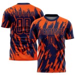 Maillot de football personnalisé orange bleu marine par sublimation Maillot de football personnalisé orange bleu marine par sublimation