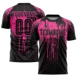 Maillot de football personnalisé rose et noir par sublimation Maillot de football personnalisé rose et noir par sublimation
