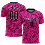 Maillot de football personnalisé rose, noir et blanc, sublimé Maillot de football personnalisé rose, noir et blanc, sublimé