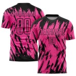 Maillot de football personnalisé rose et noir par sublimation Maillot de football personnalisé rose et noir par sublimation