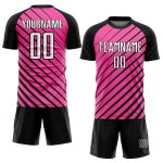 Maillot de football personnalisé rose, blanc et noir, sublimé Maillot de football personnalisé rose, blanc et noir, sublimé