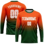 Maillot de football personnalisé à manches longues, orange, blanc et vert, par sublimation, à la mode Maillot de football personnalisé à manches longues, orange, blanc et vert, par sublimation, à la mode