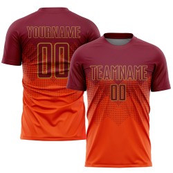 Maillot de football personnalisé par sublimation orange cramoisi-vieil or