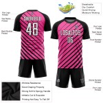 Maillot de football personnalisé rose, blanc et noir, sublimé Maillot de football personnalisé rose, blanc et noir, sublimé