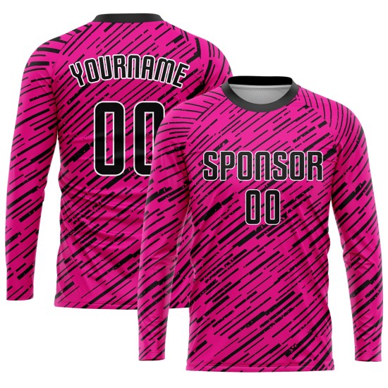 Maillot de football personnalisé rose, noir et blanc, sublimé Maillot de football personnalisé rose, noir et blanc, sublimé