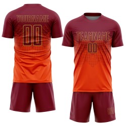 Maillot de football personnalisé par sublimation orange cramoisi-vieil or