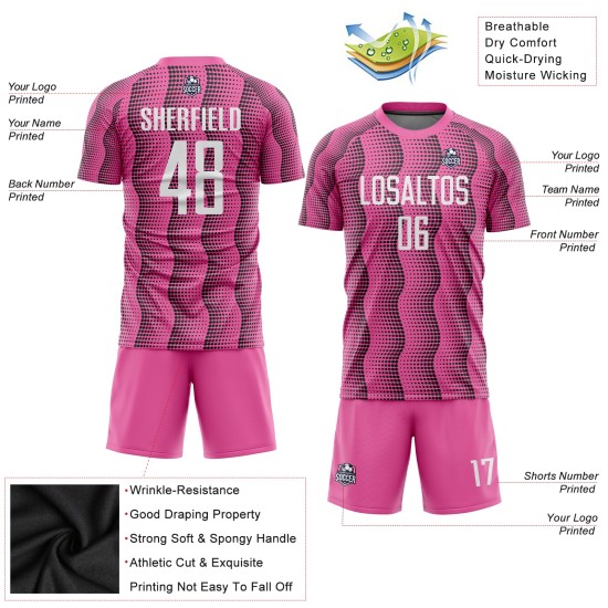 Maillot de football personnalisé rose et blanc par sublimation Maillot de football personnalisé rose et blanc par sublimation