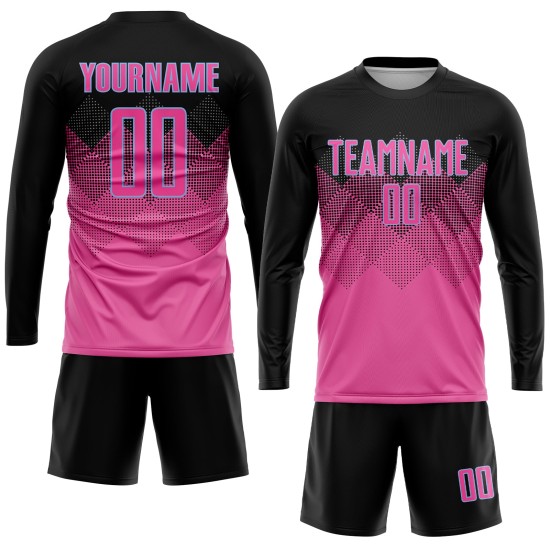 Custom Pink Black-LIght Blue Gradient Square Shape Sublimation Soccer Uniform Jersey Custom Pink Black-LIght Blue Gradient Square Shape Sublimation Soccer Uniform Jersey