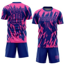 Maillot de football personnalisé rose royal par sublimation Maillot de football personnalisé rose royal par sublimation