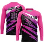 Maillot de football personnalisé rose, noir et blanc, sublimé Maillot de football personnalisé rose, noir et blanc, sublimé